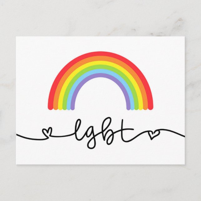 LGBT-Herzen und -Regenbogen Postkarte (Vorderseite)