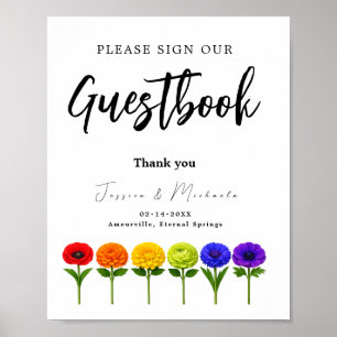 🌈 LGBT Hochzeitsgästebuch-Schild Flourish Togethe Poster