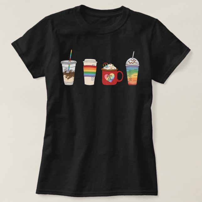 LGBT-Kaffee Monat LGBTQ Latte Gay Lesbian Tr T-Shirt (Design vorne)