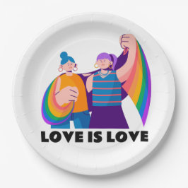 LGBT Lesbische Liebe ist Liebe Pride Girls Illustr Pappteller