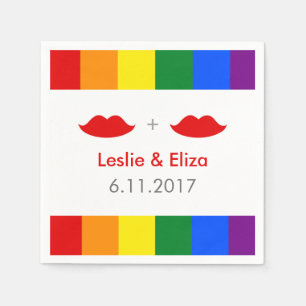 LGBT Lesbische Lippen-Rainbow-Hochzeit Serviette