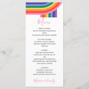 LGBT Lesbische Pride Rainbow Gay Wedding Menu Menükarte