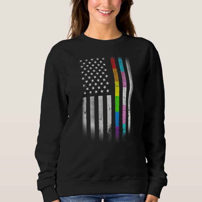 LGBT LGBTQ (American Flag Rainbow Homosexuelle Rig Sweatshirt (Vorderseite)