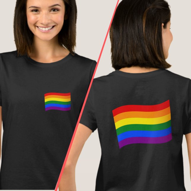 LGBT-LGBTQ-Vorderseite/Rückseite des Rainbow-Flag- T-Shirt (Von Creator hochgeladen)
