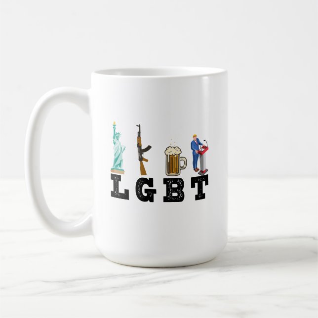 LGBT Liberty Guns Beer Trump politisches Geschenk Kaffeetasse (Links)