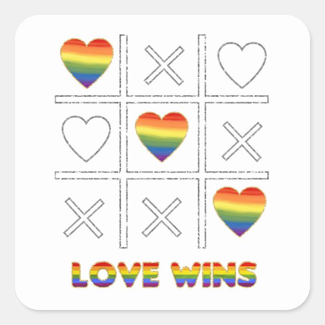 LGBT-Liebe gewinnt Quadratischer Aufkleber (Vorderseite)