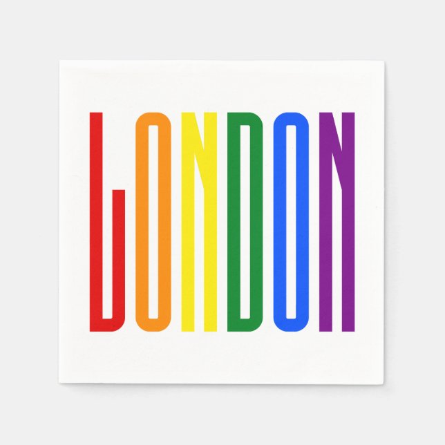 LGBT London Gay Pride Rainbow Text LGBTQ Party Serviette (Vorderseite)