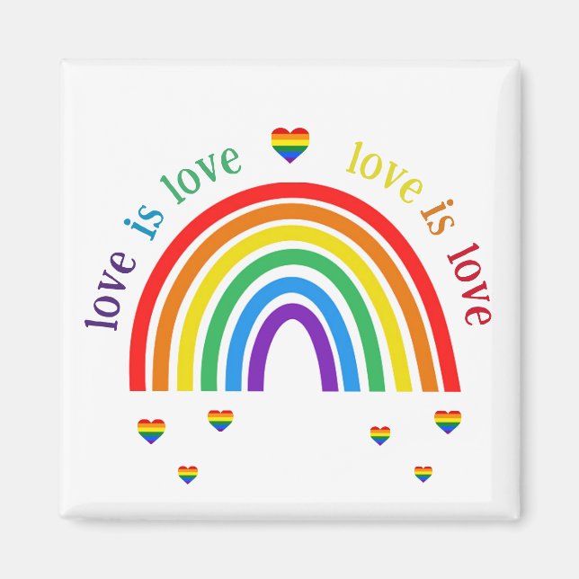 LGBT Magnet - Rainbow Hearts Liebe ist Liebe (Vorne)