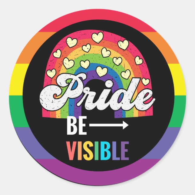 LGBT mit Regenbogen im Vormonat sichtbar Runder Aufkleber (Vorderseite)