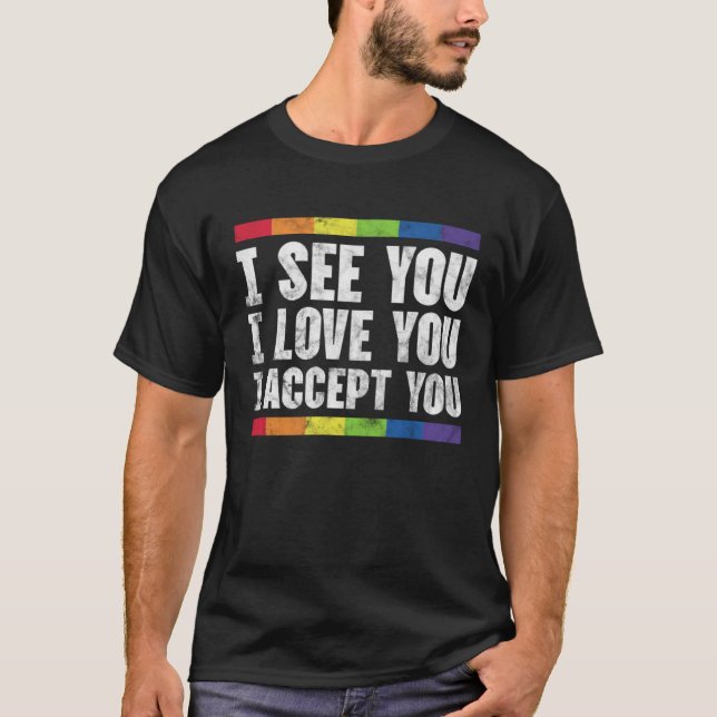 LGBT Mom Dad Gay Lesbian Pride Ally Rainbow Suppor T-Shirt (Vorderseite)