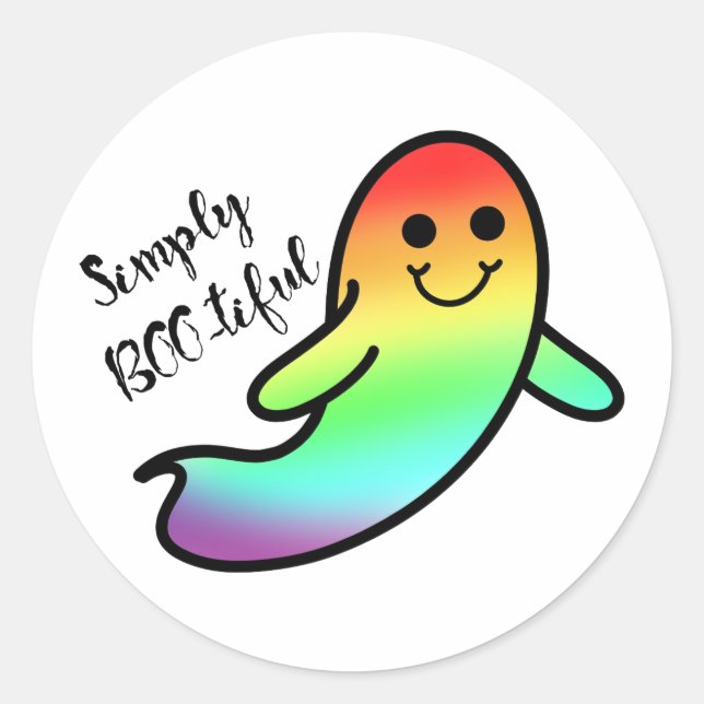 LGBT Niedlich Halloween Pride Ghost Runder Aufkleber (Vorderseite)