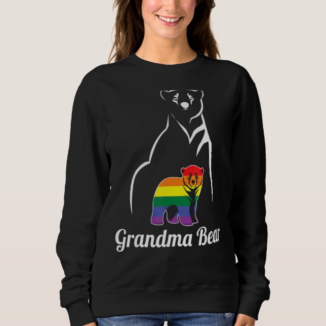 Lgbt Oma Bear Gay Pride Lesbian Regenbogenschleier Sweatshirt (Vorderseite)