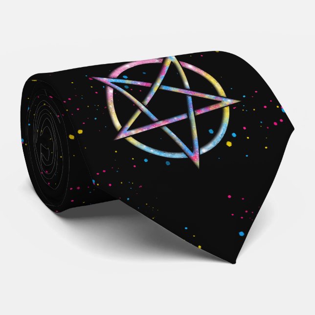 LGBT Pansexual Bisexual Prix Pentagramm Krawatte (Gerollt)