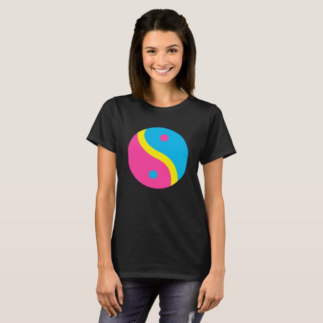 LGBT Pansexual Prilag Farben Yin Yang T-Shirt (Vorne ganz)