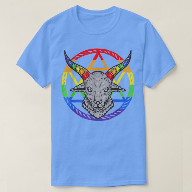LGBT Pentagram Goat Goth LGBT T-Shirt (Design vorne)