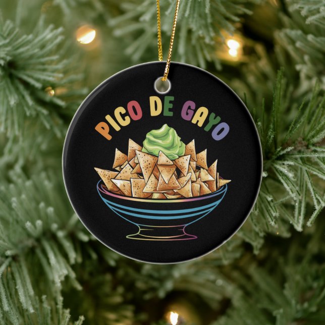 LGBT Pico De Gayo Funny Gay Pride Rainbow Keramik Ornament (Baum)