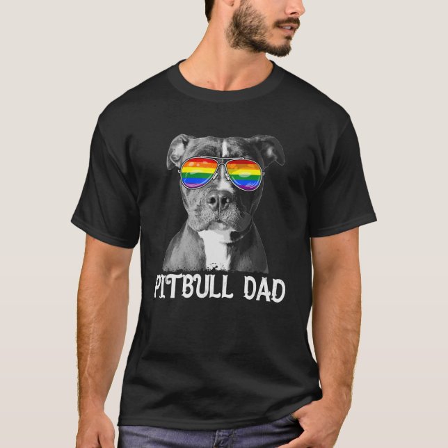 LGBT Pitbull Vater Regenbogen Flag Flag Lover T-Shirt (Vorderseite)