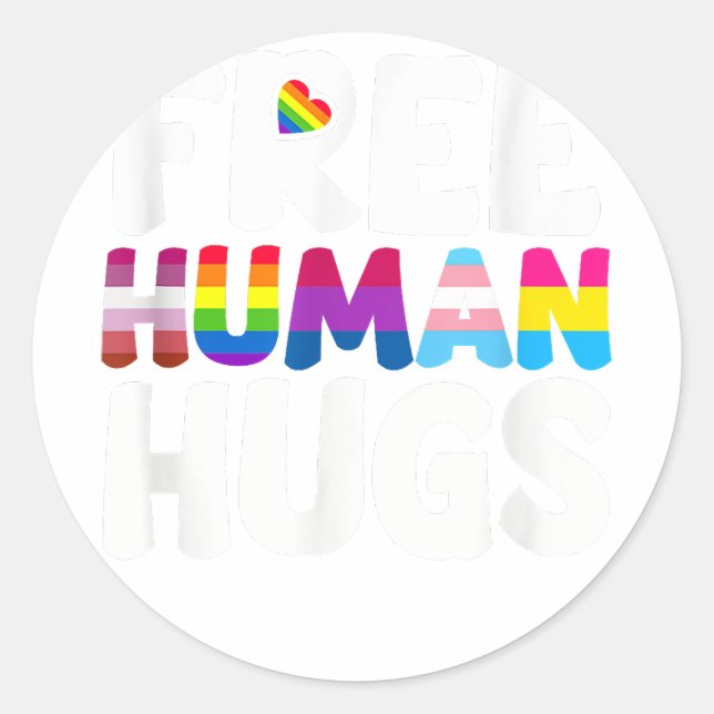 LGBT-Preis Monat für gratis menschliche Hugs Runder Aufkleber (Vorderseite)