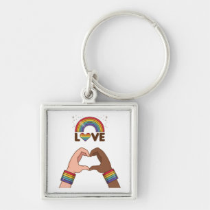 LGBT+Pride. Aimez l'arc-en-ciel. Cœur. Porte-clé