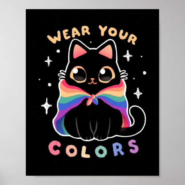 LGBT Pride Cat - Kawaii Rainbow Kitty - Tragen Sie Poster (Vorne)