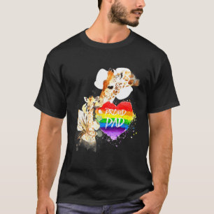Lgbt Pride Daddy Giraffe Rainbow Heart Proud Vater T-Shirt