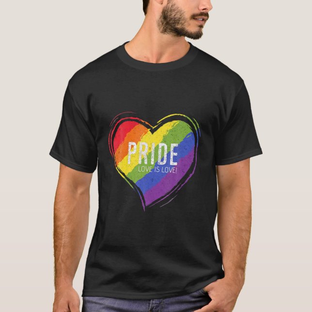 LGBT Pride Design With Heart Rainbow Flag Men Wome T-Shirt (Vorderseite)