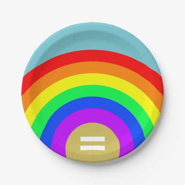 LGBT Pride Equality ist das Gold unter dem Regenbo Pappteller (Vorderseite)
