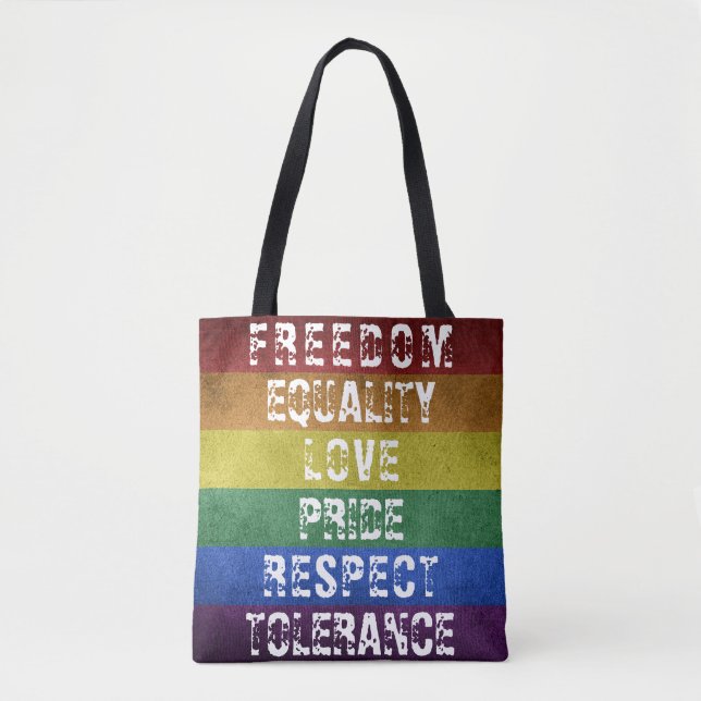 LGBT Pride Flag Moderne Regenbogenstreifen Tasche (Vorderseite)