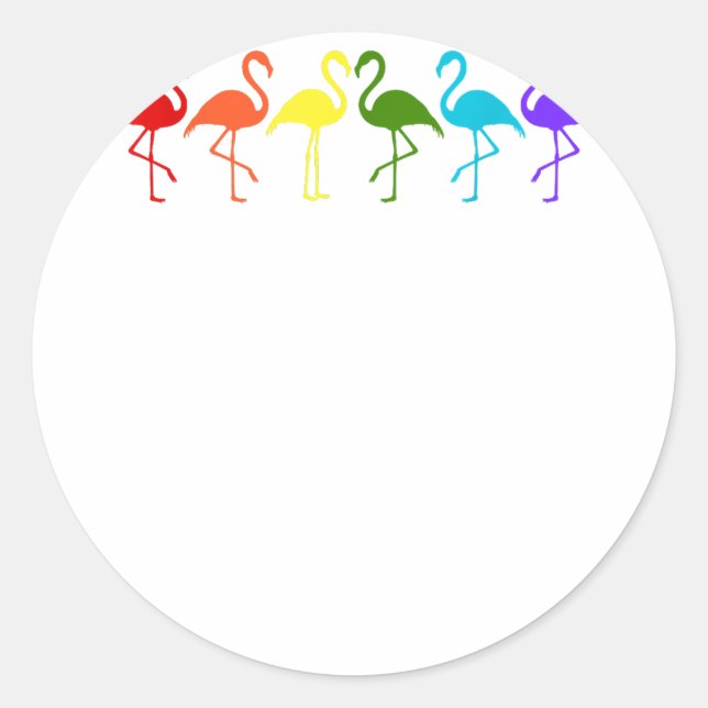 LGBT-Pride-Flamingos in Flag-Farben Runder Aufkleber (Vorderseite)
