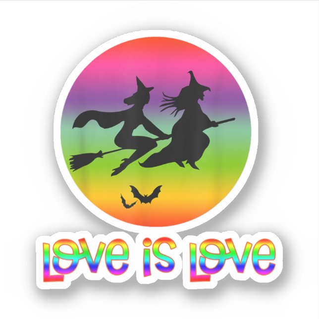 Lgbt Pride Gay Halloween Two Witches Love Is Love Aufkleber (Vorderseite)
