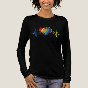 LGBT Pride Gay Lesbian Moderner Rainbow Heartbeat Tri-Blend Shirt