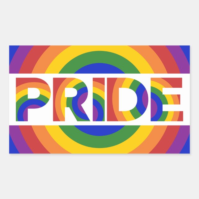 LGBT Pride Geometric Rainbow Bullseye Rechteckiger Aufkleber (Vorderseite)