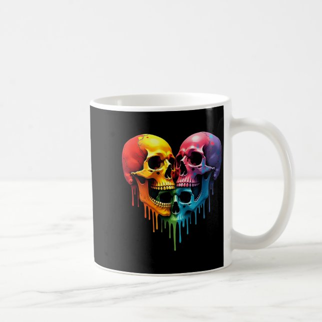 Lgbt Pride Halloween Horror Skeleton Skull Rainbow Kaffeetasse (Rechts)