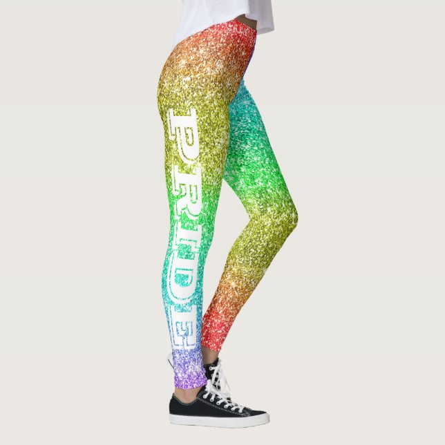 LGBT Pride Imitats Glitzer Rainbow Leggings (Rechts)