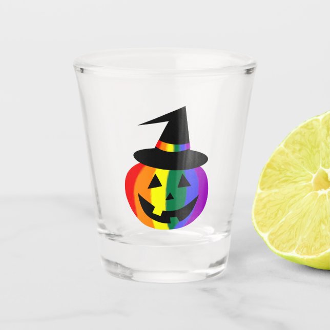LGBT+ Pride Jack-O'-Lantern-Strahlbrille Schnapsglas (Vorderseite)