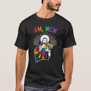 LGBT Pride Jesus Rainbow Ah Männer Christlich Gay  T-Shirt