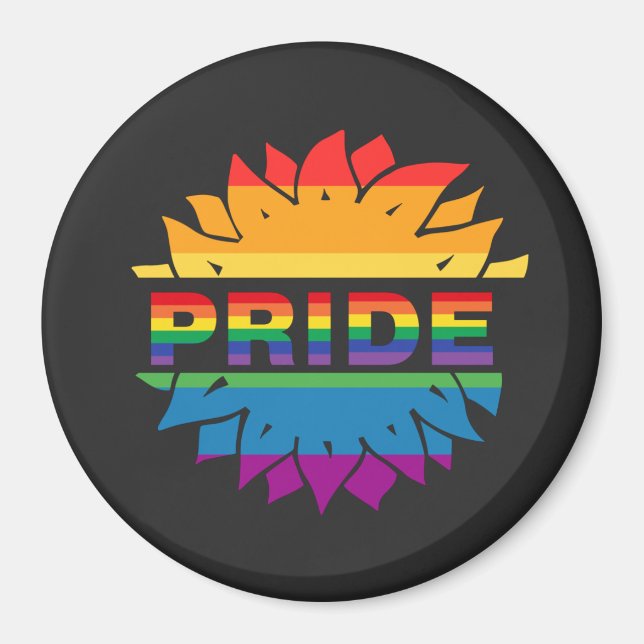 LGBT+Pride-Liebe. Blume mit Regenbogenfarben Magnet (Vorne)