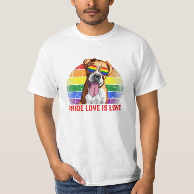 LGBT-Pride-Liebe ist Liebe-Boxer-Hund T-Shirt (Vorderseite)