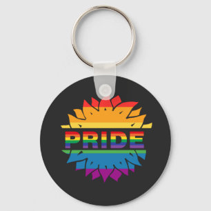 LGBT+Pride Liebe Regenbogen Blume Schaltfläche Fla Schlüsselanhänger
