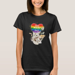 LGBT Pride Mama Cat und Kitten Free Mama Hugs Moth T-Shirt