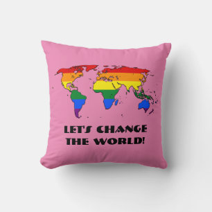 LGBT Pride Map of the World Throw Pillow Kissen