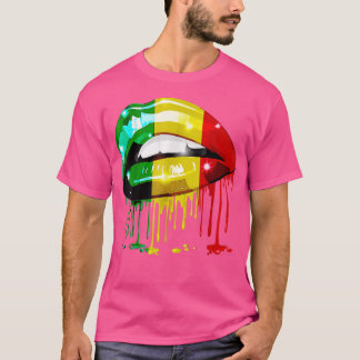 LGBT Pride Month Rainbow Flag Lips Gay Biseual Les T-Shirt