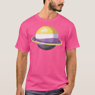 LGBT Pride Non Binary Flag Saturn Astronomie Non B T-Shirt