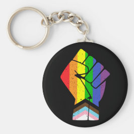LGBT Pride (Progress) Flag mit erhöhter Faust Schlüsselanhänger