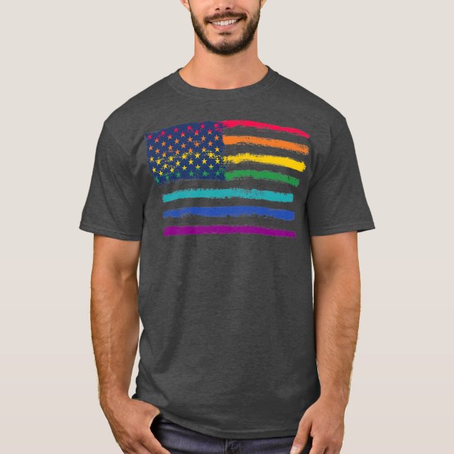 LGBT Pride Rainbow American Flag  T-Shirt (Vorderseite)