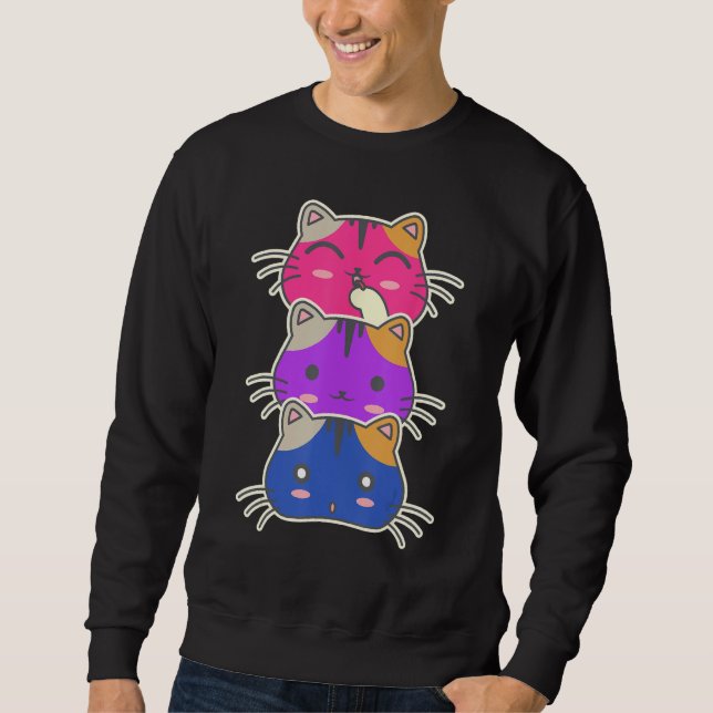 LGBT Pride Rainbow Bisexual Support  Cat Sweatshirt (Vorderseite)