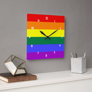 LGBT Pride Rainbow Flag Quadratische Wanduhr