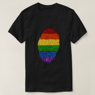 LGBT Pride Rainbow Glitzer Fingerprint T-Shirt