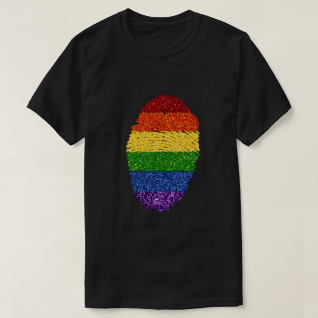 LGBT Pride Rainbow Glitzer Fingerprint T-Shirt (Design vorne)