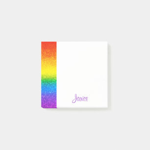 LGBT Pride Rainbow Glitzer Stripname Post-it Klebezettel